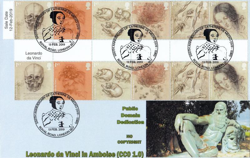 2019 (02) Leonardo Da Vinci - Peter Payne 'Catherine De Medici' Official (Gutter Pairs over Two Covers)