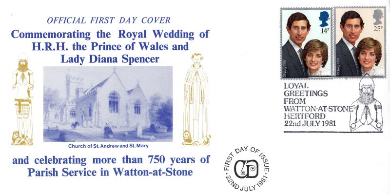 1981 (07) Wedding - Watton-At-Stone Official - WITH cachet