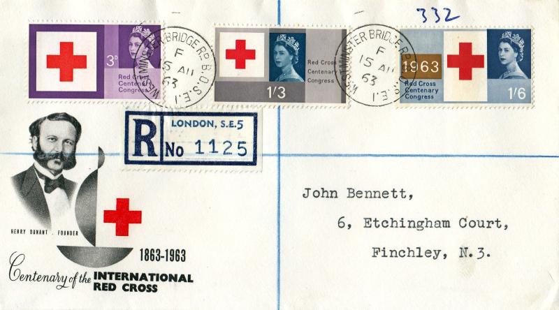 1963 (08) Red Cross - Henry Donant Cover - Phosphor - Westminster Bridge Rd CDS