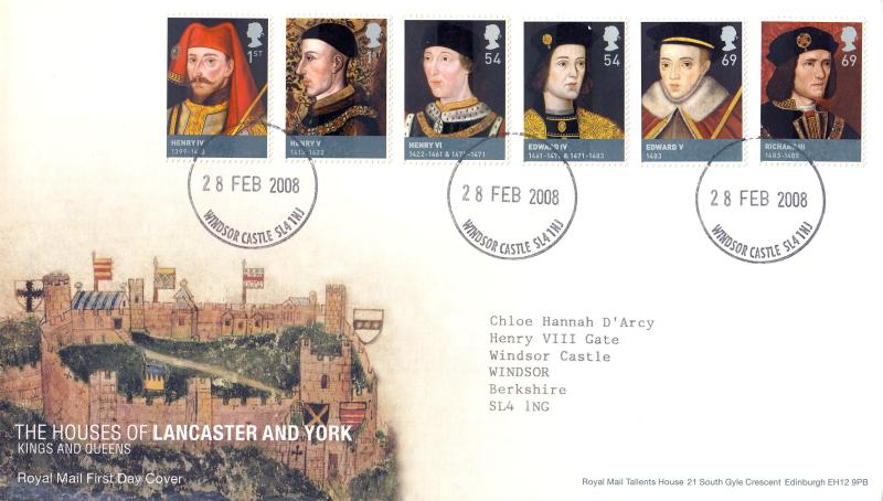 2008 (02) House of Lancaster & York (Stamps) - RM - Windsor Castle CDS