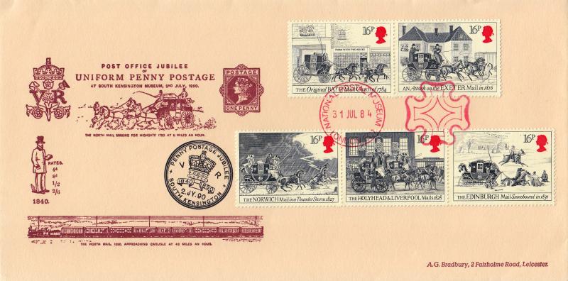 1984 (07) Royal Mail - Bradbury 'Uniform Penny Postage' Cover - National Postal Museum H/S