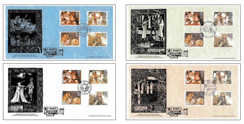 1985 King Arthur - Bradbury 'Le Morte D'Arthur' Covers (Set of Four) - Various H/S's