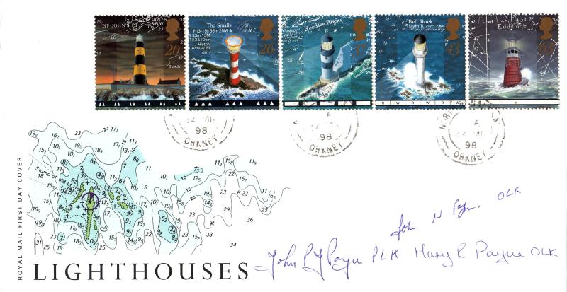 1998 (03) Lighthouses - RM - North Ronaldsay, Orkney CDS + Signed by the Lighthouse Crew