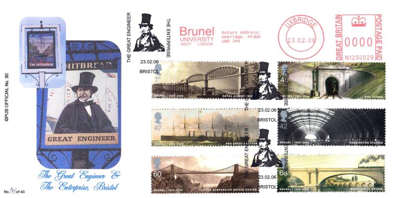 2006 (02) Brunel (Stamps) - Brazier 'Pub' Official + Brunel University Meter Mark