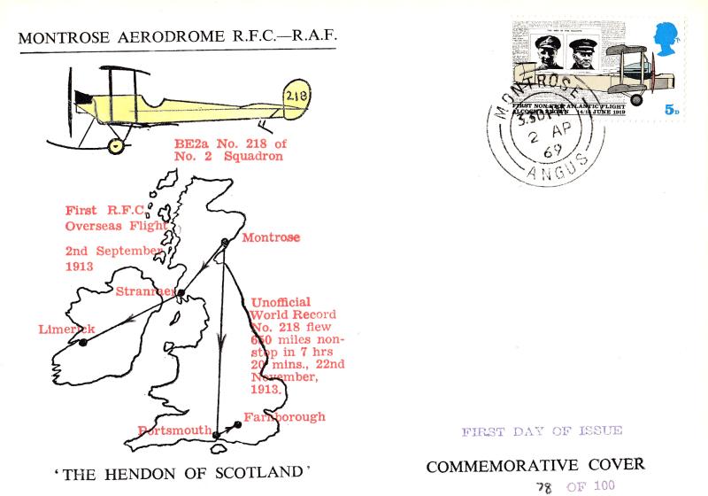 1969 (04) Anniversaries - Montrose Aerodrome Cover - 5d Only - Montrose CDS