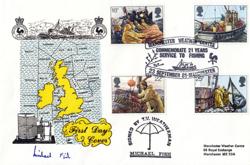 1981 (09) Fishing - Dawn Manchester Weather Centre Official - Signed by Michael Fish