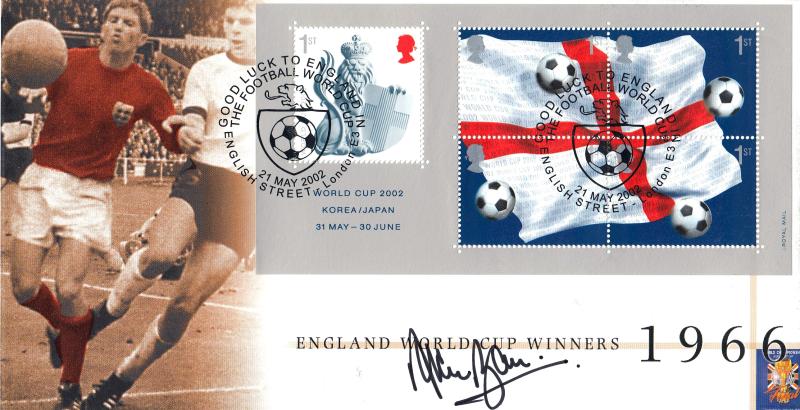 2002 (05) World Cup M/S - Steven Scott 'Good Luck To England' (Alan Ball Image) Official - Signed by the late Alan Ball