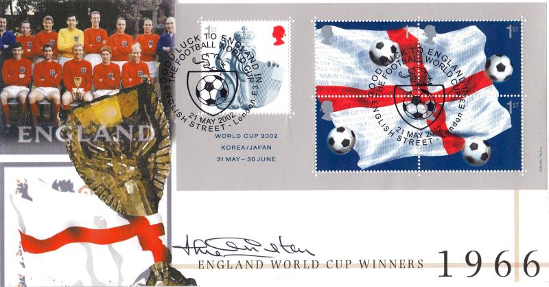 2002 (05) World Cup M/S - Steven Scott 'Good Luck To England' (Team Photo Image) Official - Signed by the late Jack Charlton