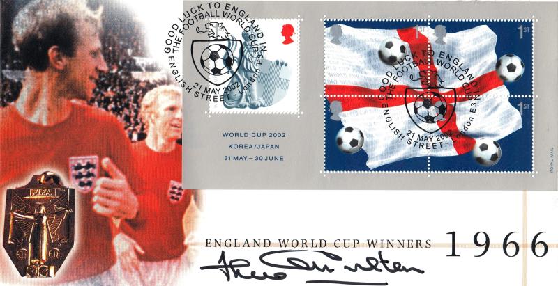 2002 (05) World Cup M/S - Steven Scott 'Good Luck To England' (Red Shirt/Thumbs Up Image) Official - Signed by the late Jack Charlton
