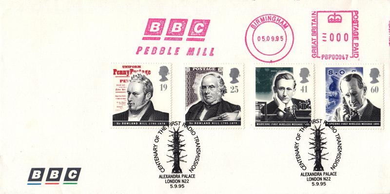 1995 (09) Communications - BBC Cover - Alexandra Palace H/S + BBC Pebble Mill Meter Mark
