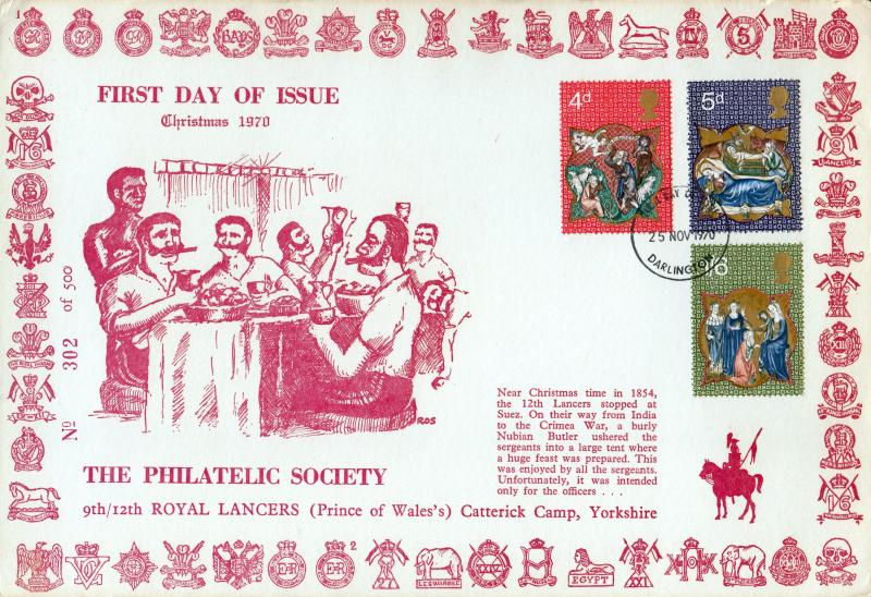 1970 (11) Christmas - Royal Lancers Card - Darlington FDI