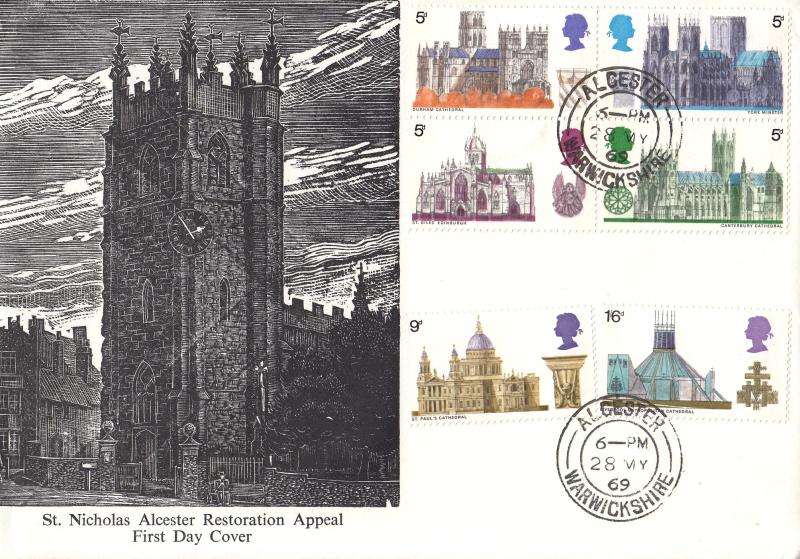 1969 (05) Cathedrals - St Nicholas, Alcester Restoration Cover - Alcester CDS