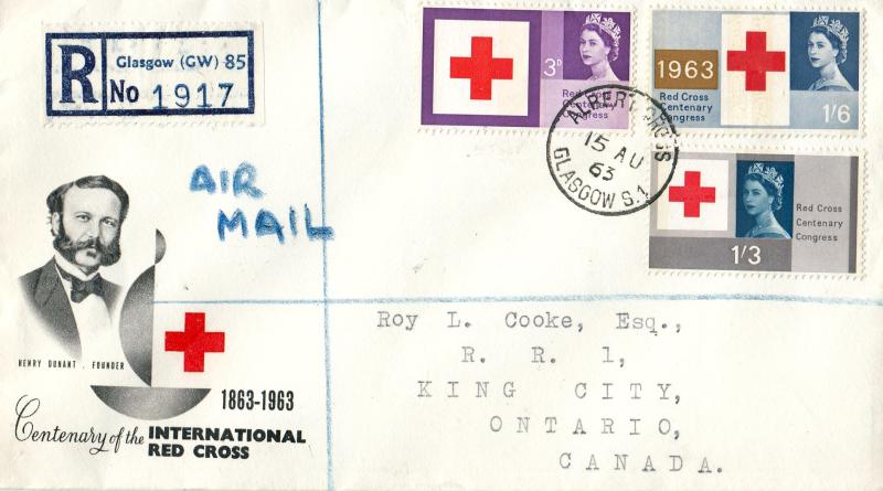 1963 (08) Red Cross - Henry Donant Cover - Phosphor - Albert Cross CDS