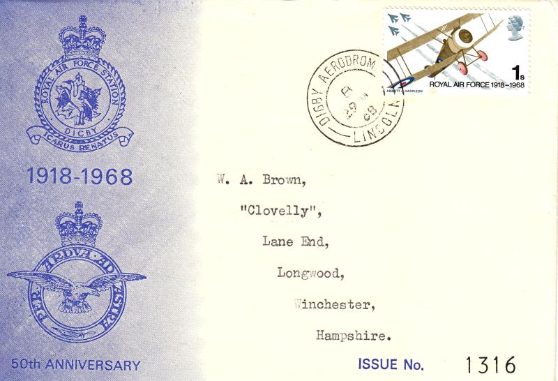 1968 (05) Anniversaries - RAF Digby Cover - 1/- Only - Digby Aerodrome CDS