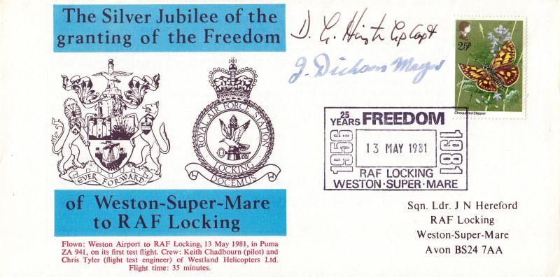 1981 (05) Butterflies - RAF Locking Official (25p) - Signed Mayor & OC