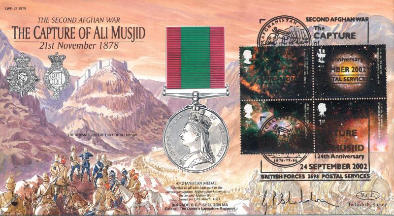 2002 (09) Astronomy - Forces LWF-21 'The Capture of Ali Musjid' Official - Signed by Brigadier G P Sheldon