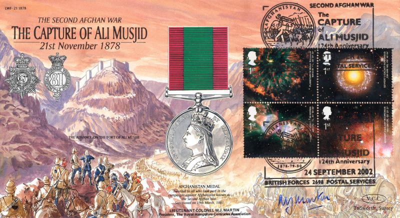 2002 (09) Astronomy - Forces LWF-21 'The Capture of Ali Musjid' Official - Signed by Lieutenant Colonel M J Martin