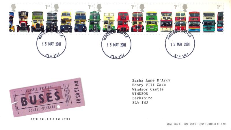 2001 (05) Buses (Stamps) - RM - Windsor Castle CDS