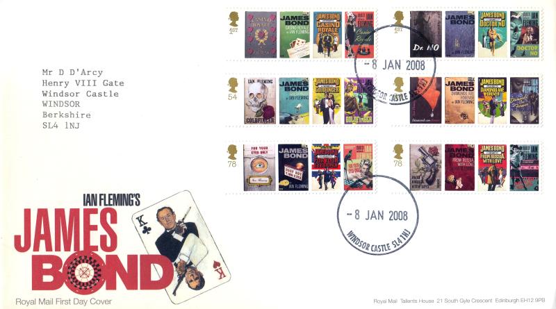 2008 (01) James Bond (Stamps) - RM - Windsor Castle CDS