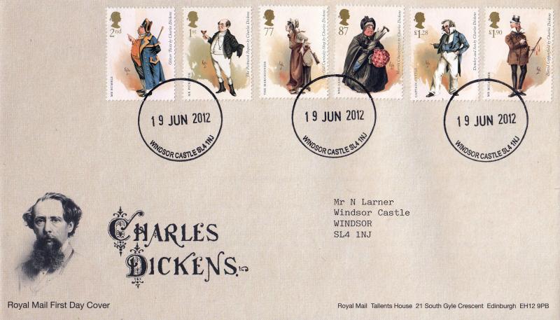 2012 (06) Charles Dickens (Stamps) - RM - Windsor Castle CDS