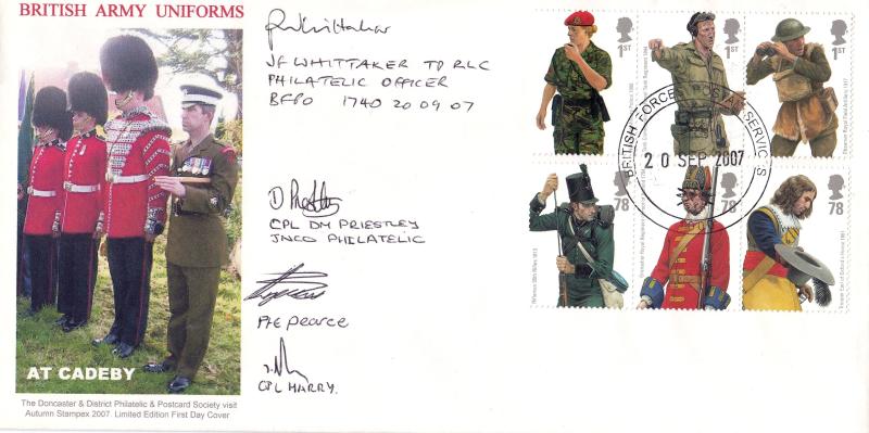 2007 (09) British Army Uniforms - Doncaster PS 'Special' - Signed by all four featured Soldiers