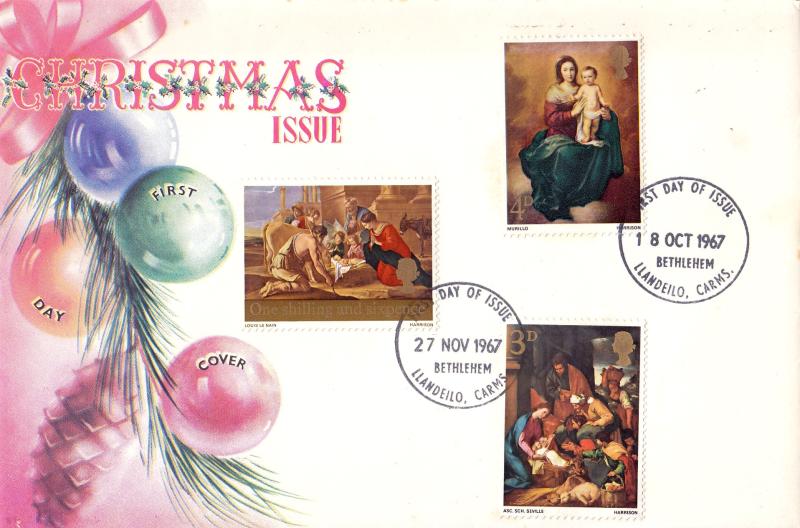 1967 (10) + (11) Christmas - Connoisseur - BOTH Issues - Bethlehem FDI