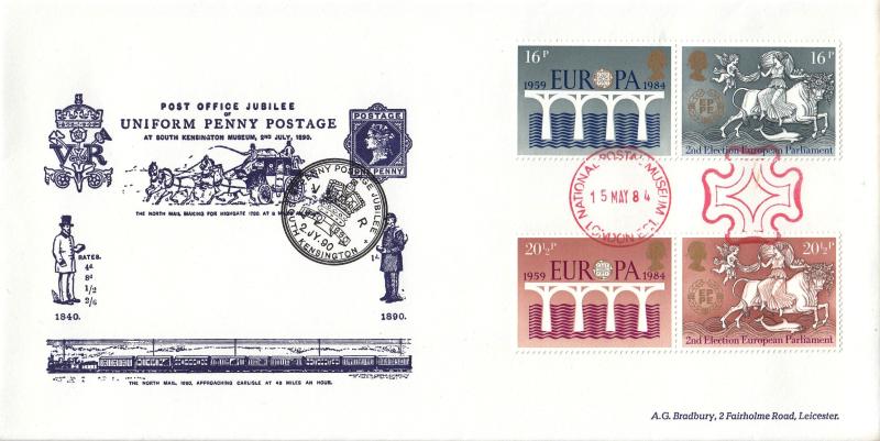 1984 (05) Europa - Bradbury 'Uniform Penny Postage Reprint' Cover - National Postal Museum H/S