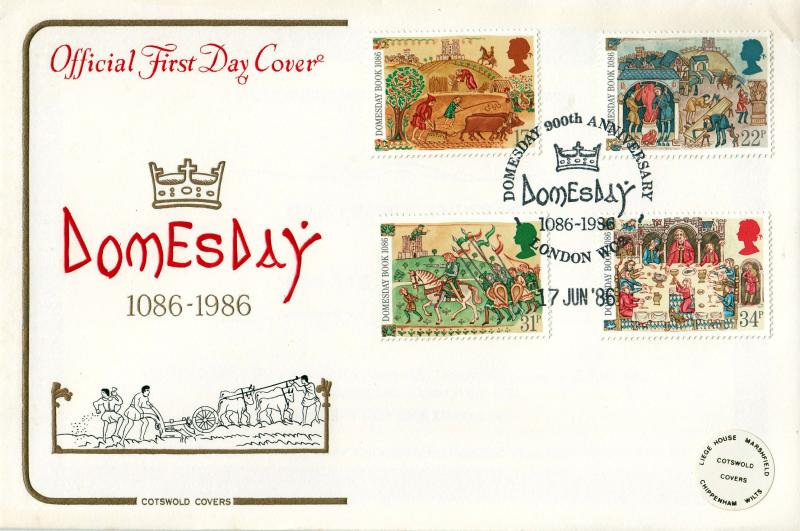1986 (06) Medieval - Cotswold 'Domesday 900th, WC2' Official