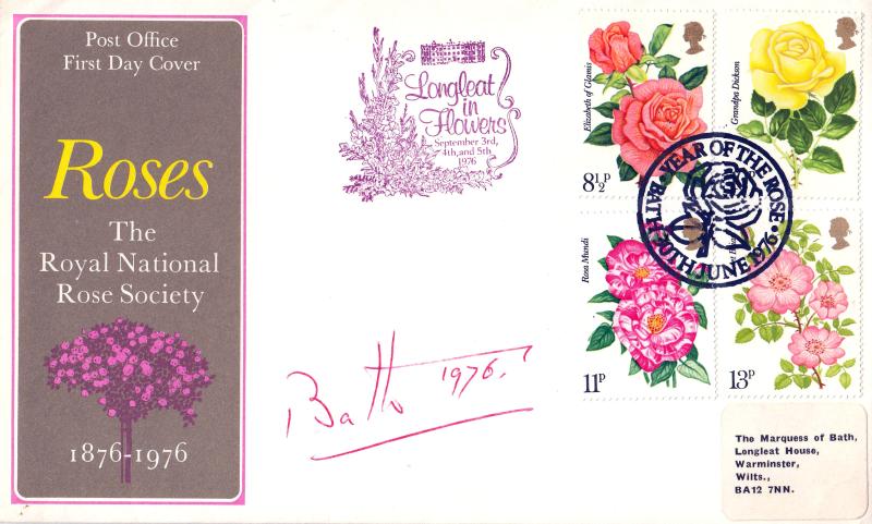 1976 (06) Roses - PO - Year Of The Rose, Bath H/S - Signed by Lord Bath