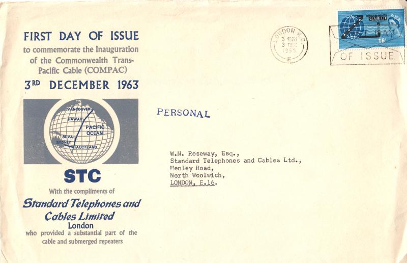 1963 (12) Cable - Ord - Standard Telephones and Cables Ltd Cover - London WC 'Envelope' FDI Slogan