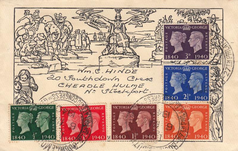 1940 (05) Centenary - 27th Philatelic Congress of GB Mulready Re-print - Bournemouth Congress H/S