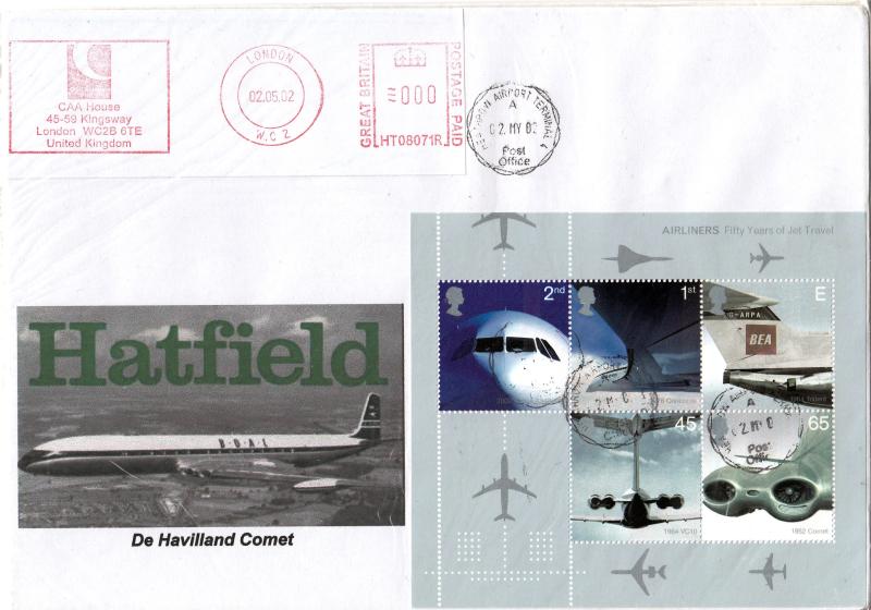 2002 (05) Airliners (M/S) - 'Hatfield BOAC Privately Produced Special' - Heathrow Airport Terminal 4 CDS + CAA House Meter Mark