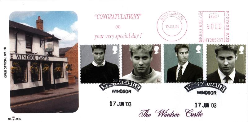 2003 (06) Prince William - Brazier 'Pub' Official + Congratulations On Your Very Special Day Meter Mark