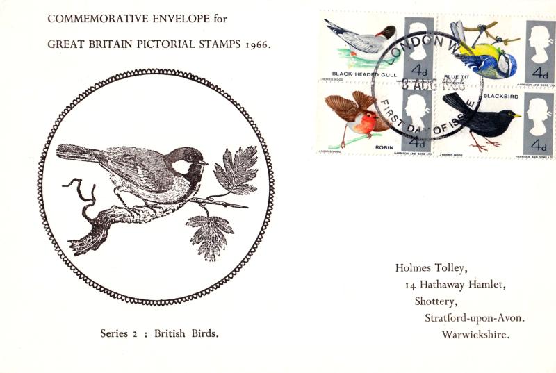 1966 (08) Birds - Ord - Holmes Tolley Cover - London WC FDI