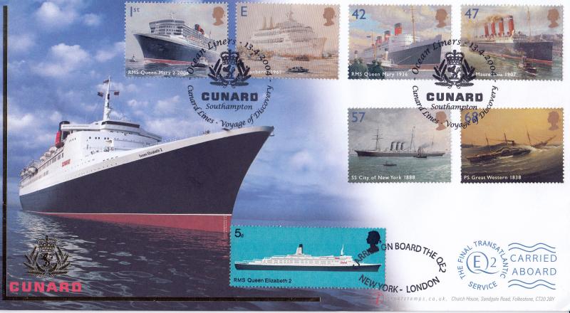 2004 (04) Ocean Liners (Stamps) - Internet Stamps 'Cunard' Official - With the FULL SET (Carried)