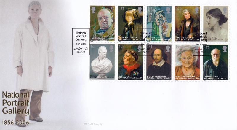 2006 (07) National Portrait Gallery - Internet Stamps 'Judi Dench' Official - With the FULL SET