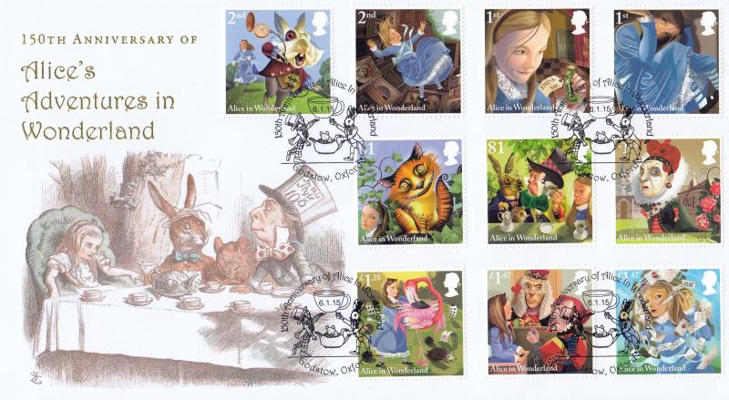 2015 (01) Alice in Wonderland - Internet Stamps 'Tea Party' Official - With the FULL SET