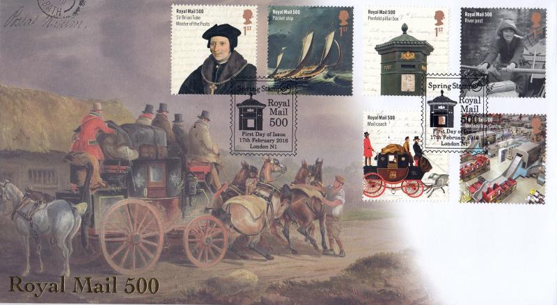 2016 (02) Royal Mail 500 - Internet Stamps 'Mail Coach' Special - With the FULL SET