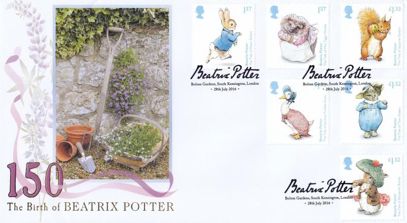 2016 (07) Beatrix Potter (Stamps) - Internet Stamps 'Bolton Gardens' Official - With the FULL SET