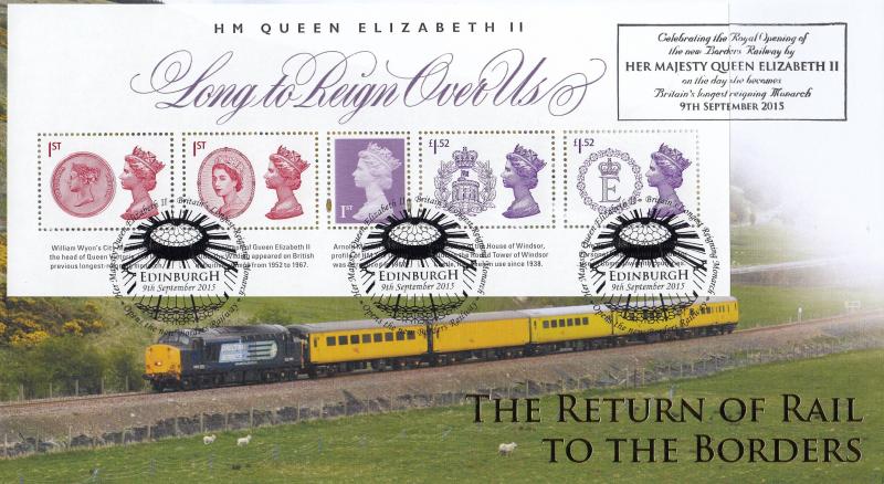 2015 (09) Long To Reign Over Us M/S - Internet Stamps 'Rail To The Borders' Cover - Edinburgh H/S