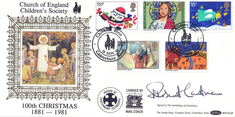 1981 (11) Christmas - Benham Children's Society (Children First, Canterbury) BOCS (2) 8 Official - Signed by Robert Runcie