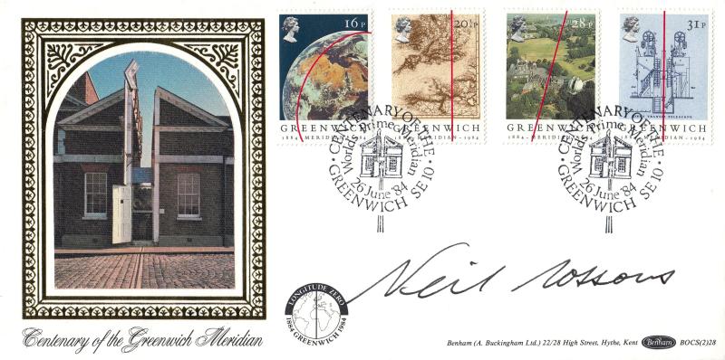 1984 (06) Greenwich - Benham Prime Meridian, Greenwich BOCS (2) 28 Official - Signed by Neil Cussons
