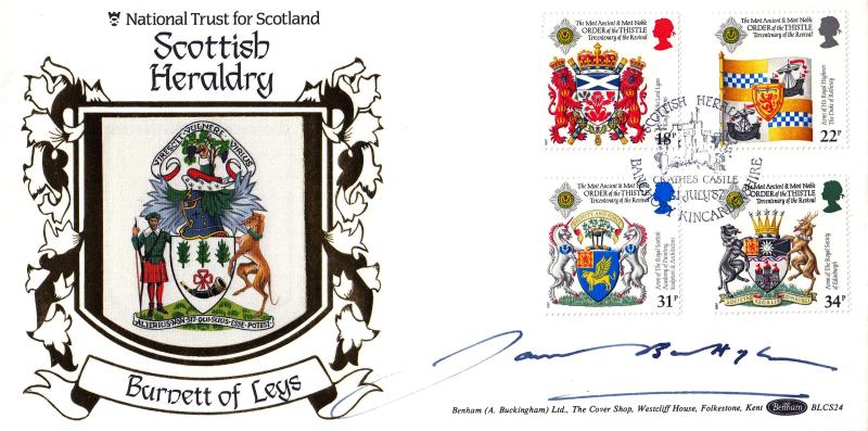 1987 (07) Scottish Heraldry - Benham NT For Scotland (Crathes Castle, Banchory) BLCS 24 Official - Signed by Lord Burnett of Leys