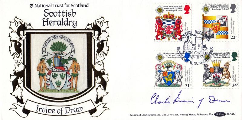 1987 (07) Scottish Heraldry - Benham NT For Scotland (Drum Castle, Banchory) BLCS 24 Official - Signed by Lord Irvine of Drum