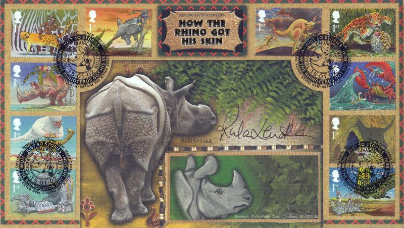 2002 (01) Rudyard Kipling - Benham Rhinoceros, Church Stretton BLCS 218 Official - Signed by Rula Lenska