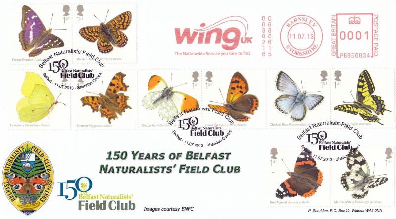 2013 (07) British Butterflies - Sheridan Official + Wing UK Meter Mark