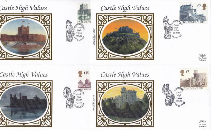 1992 (03) Castle High Definitives - Benham Small Silk Official's - Set of Four