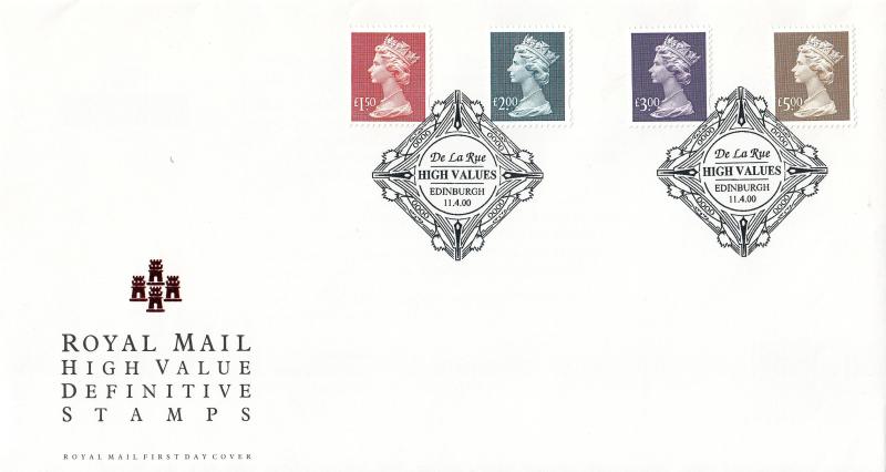 2000 (04) Small Machin High Values - RM - De La Rue, Edinburgh H/S