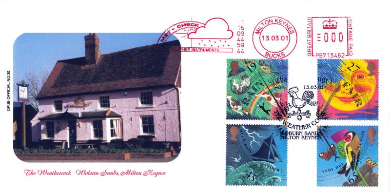 2001 (03) Weather (Stamps) - Brazier 'Pub' Official + Met Check Weather Instruments Meter Mark