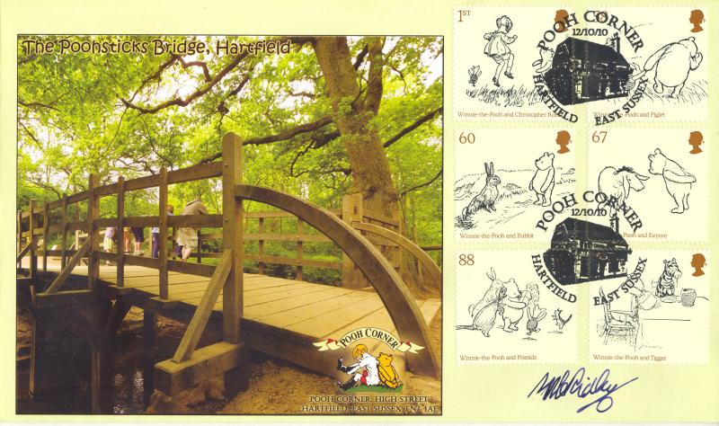 2010 (10) Winnie The Pooh (Stamps) - Steven Scott 'The Poohsticks Bridge' Official - Signed by Mike Ridley